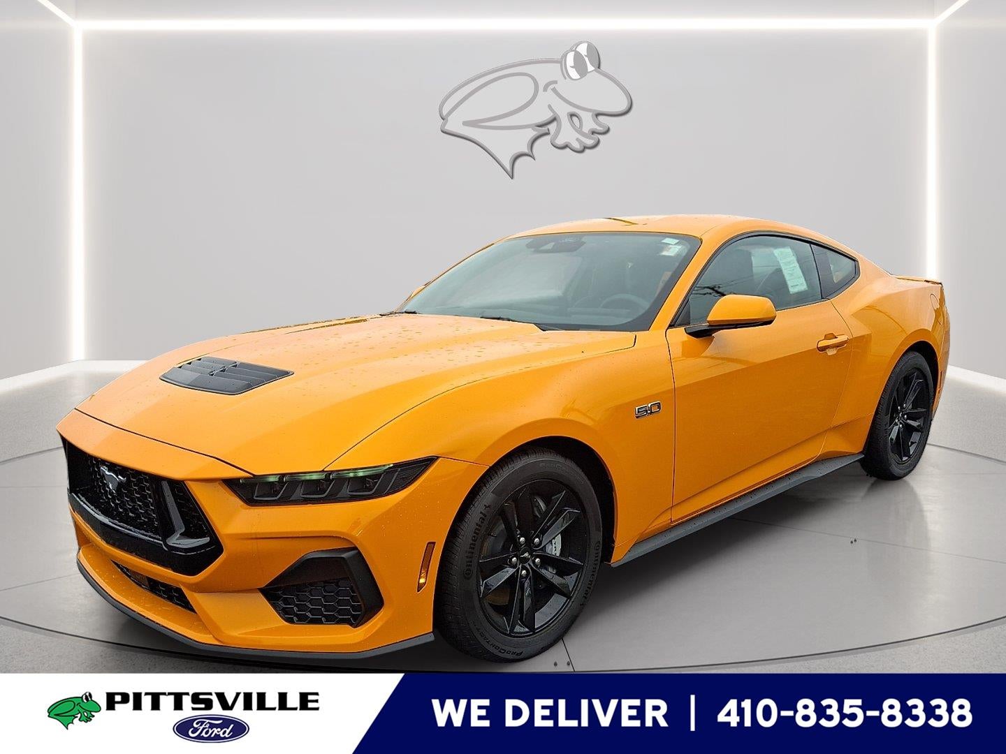 2026 Ford Mustang GT in Orange Fury Metallic Tri-Coat — front three-quarter view