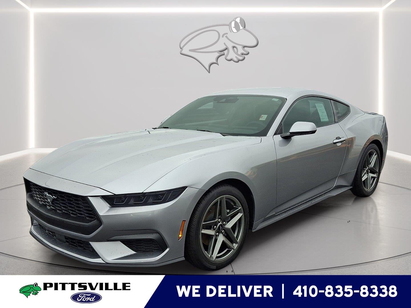 2026 Ford Mustang EcoBoost in Iconic Silver — front three-quarter view