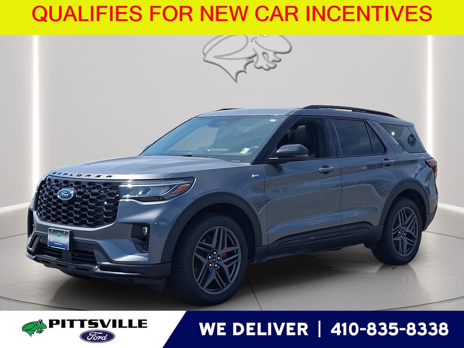2026 Ford Explorer ST-Line in Carbonized Gray — front three-quarter view