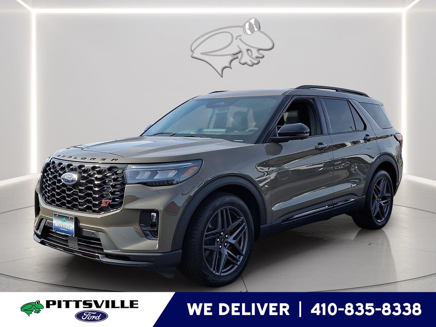 2026 Ford Explorer ST in Marsh Gray — front three-quarter view