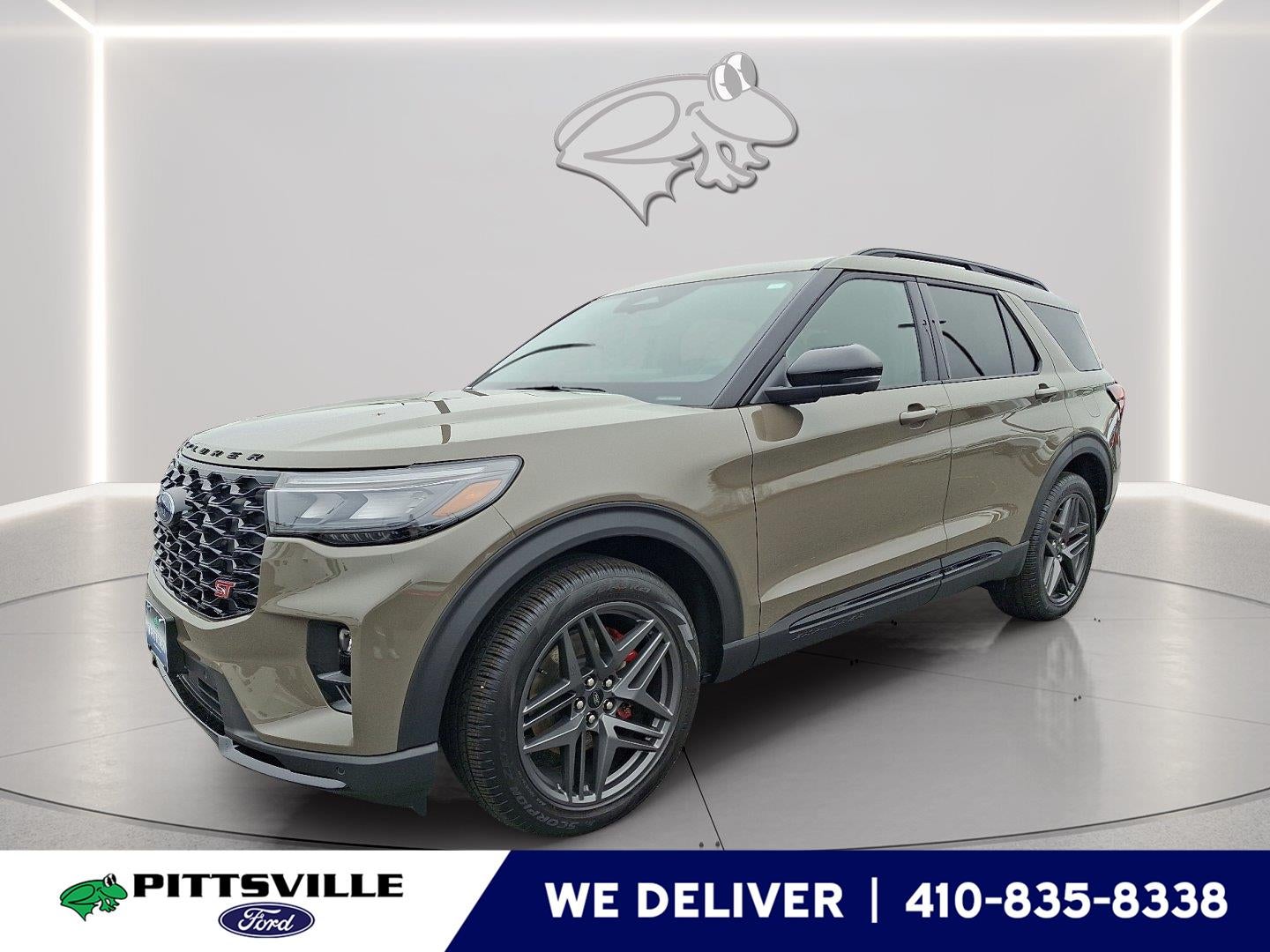 2026 Ford Explorer ST in Marsh Gray — front three-quarter view