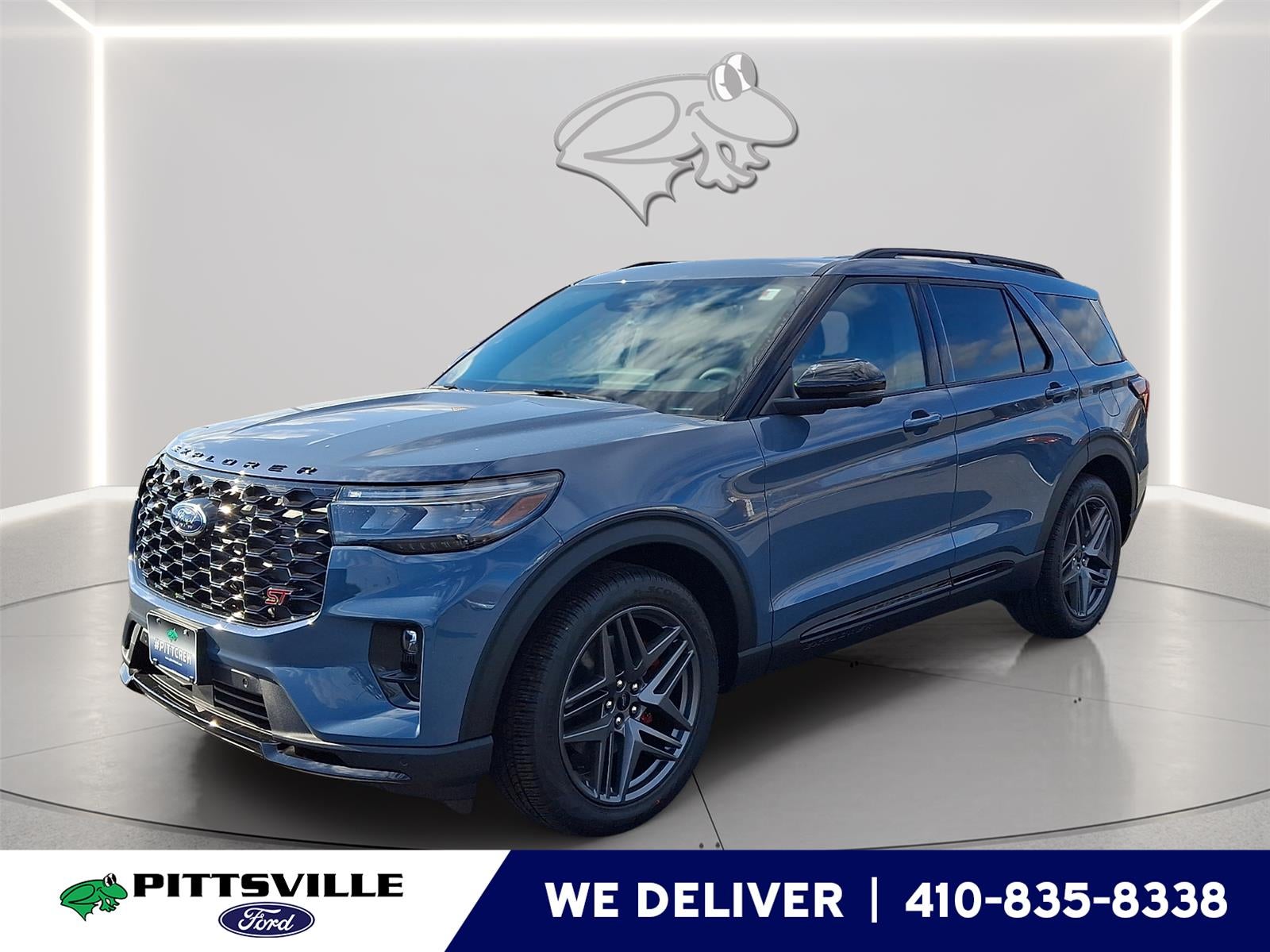 2026 Ford Explorer ST in Vapor Blue — front three-quarter view