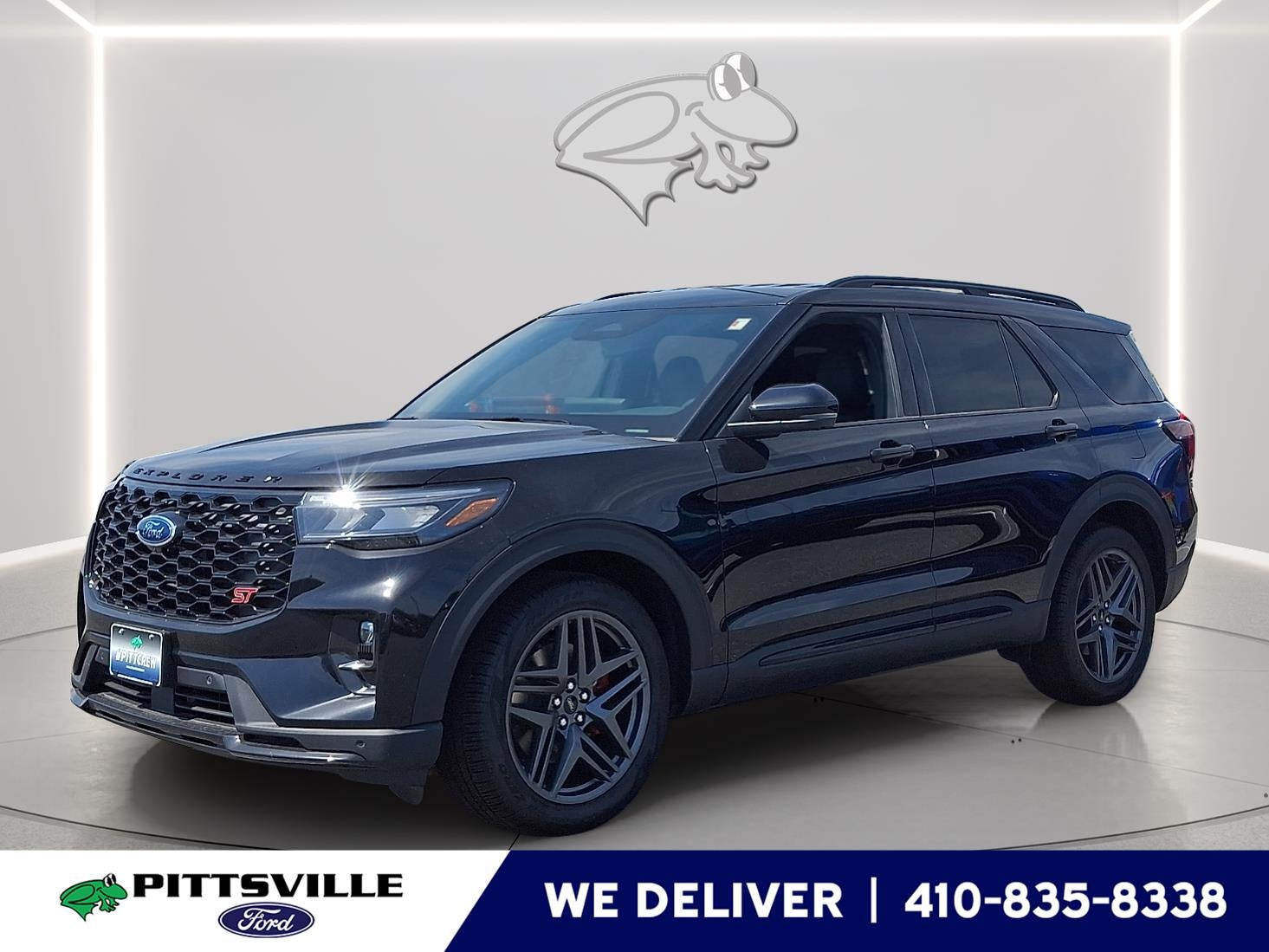 2026 Ford Explorer ST in Agate Black Metallic — front three-quarter view