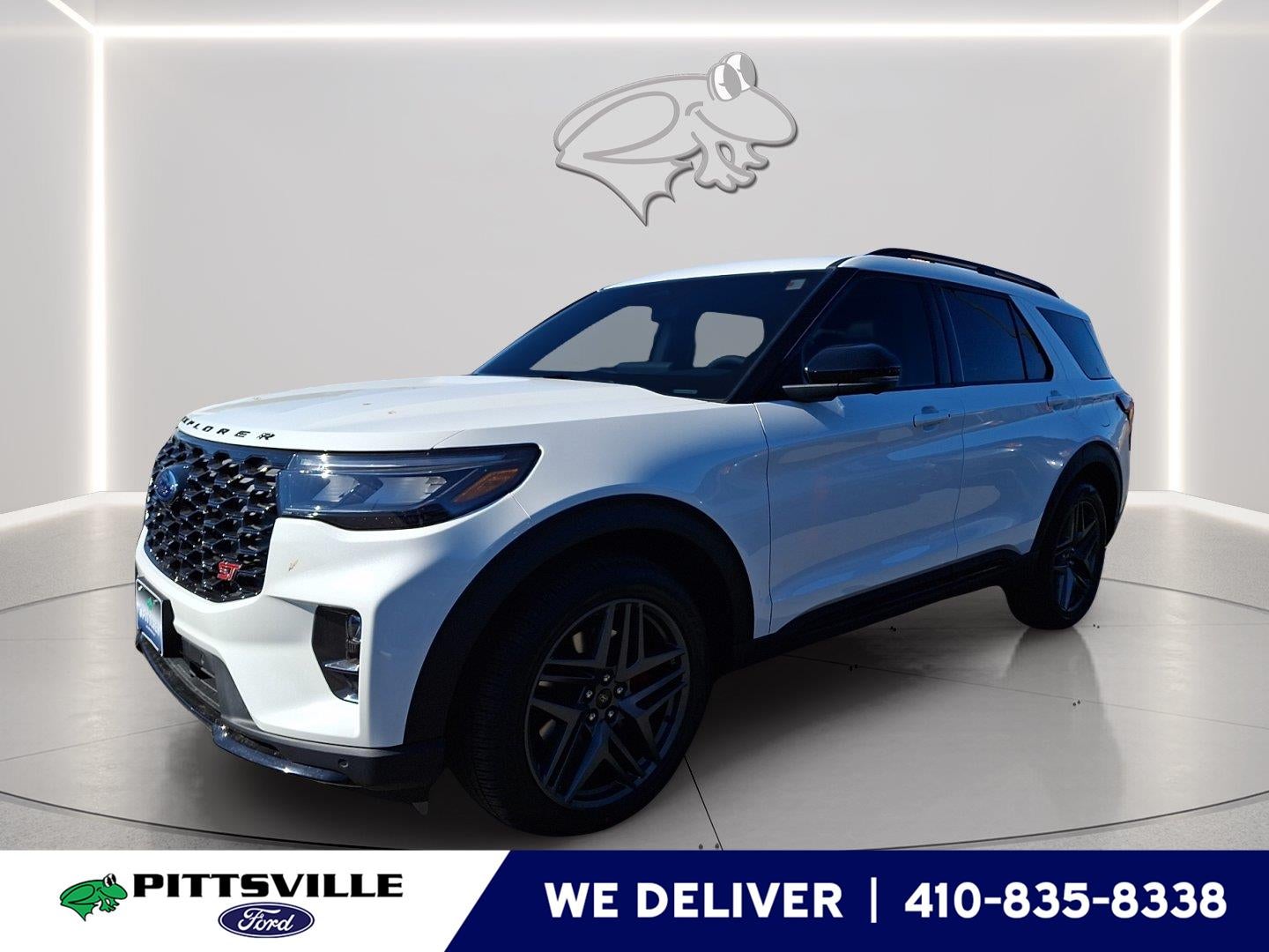 2026 Ford Explorer ST in Star White Metallic Tri-Coat — front three-quarter view