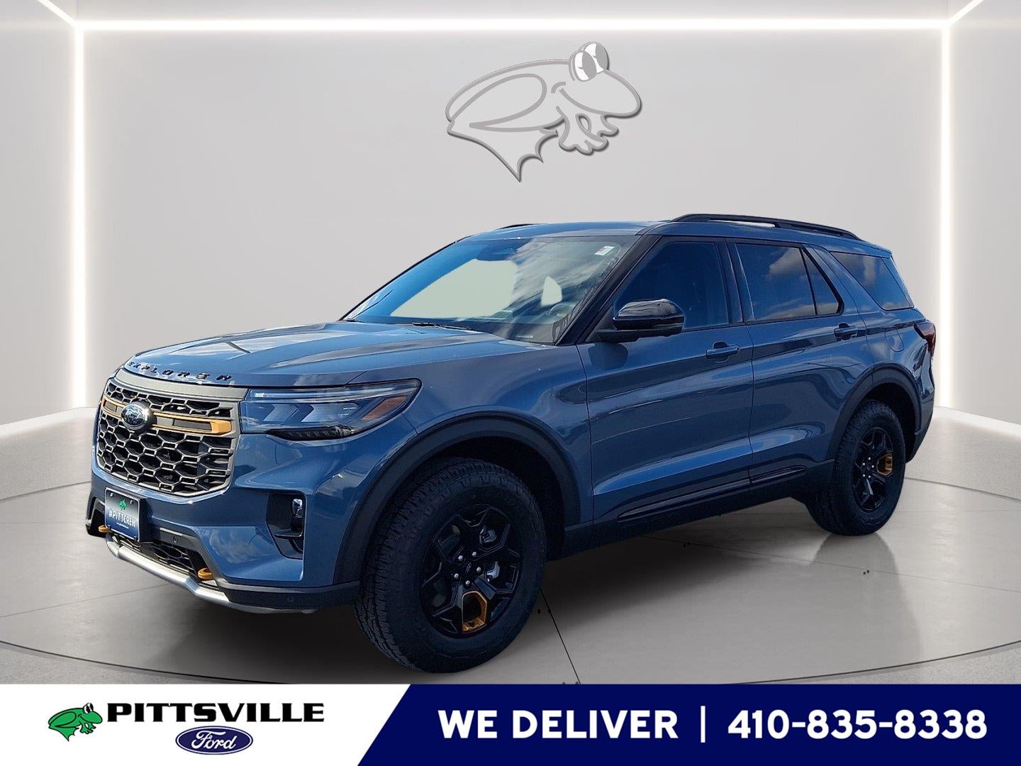 2026 Ford Explorer Tremor in Vapor Blue — front three-quarter view