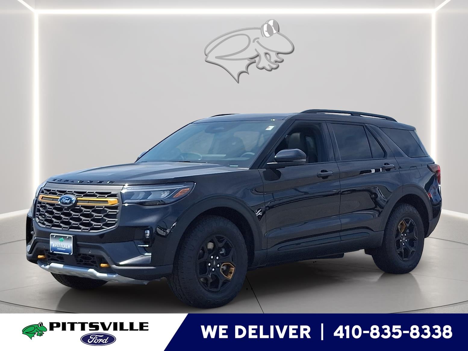 2026 Ford Explorer Tremor in Agate Black Metallic — front three-quarter view