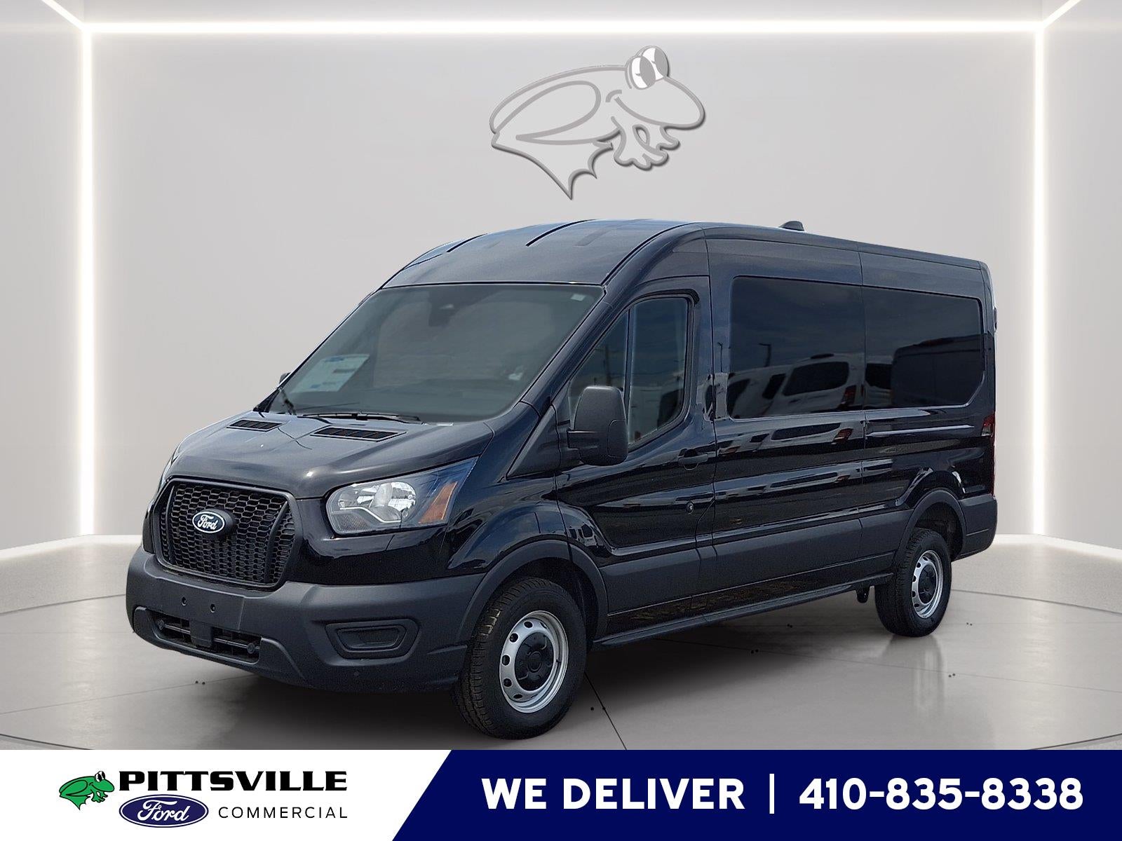 2026 Ford Transit Cargo Van MR 148" WB in Agate Black — front three-quarter view