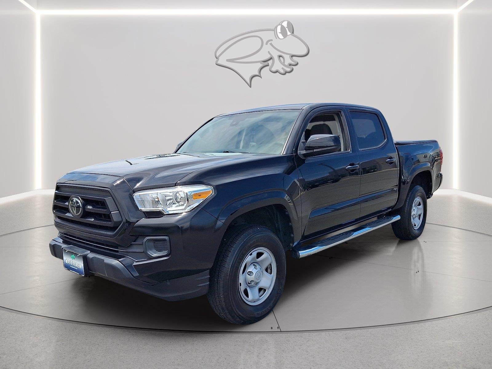 2021 Toyota Tacoma SR V6 in Midnight Black Metallic — front three-quarter view