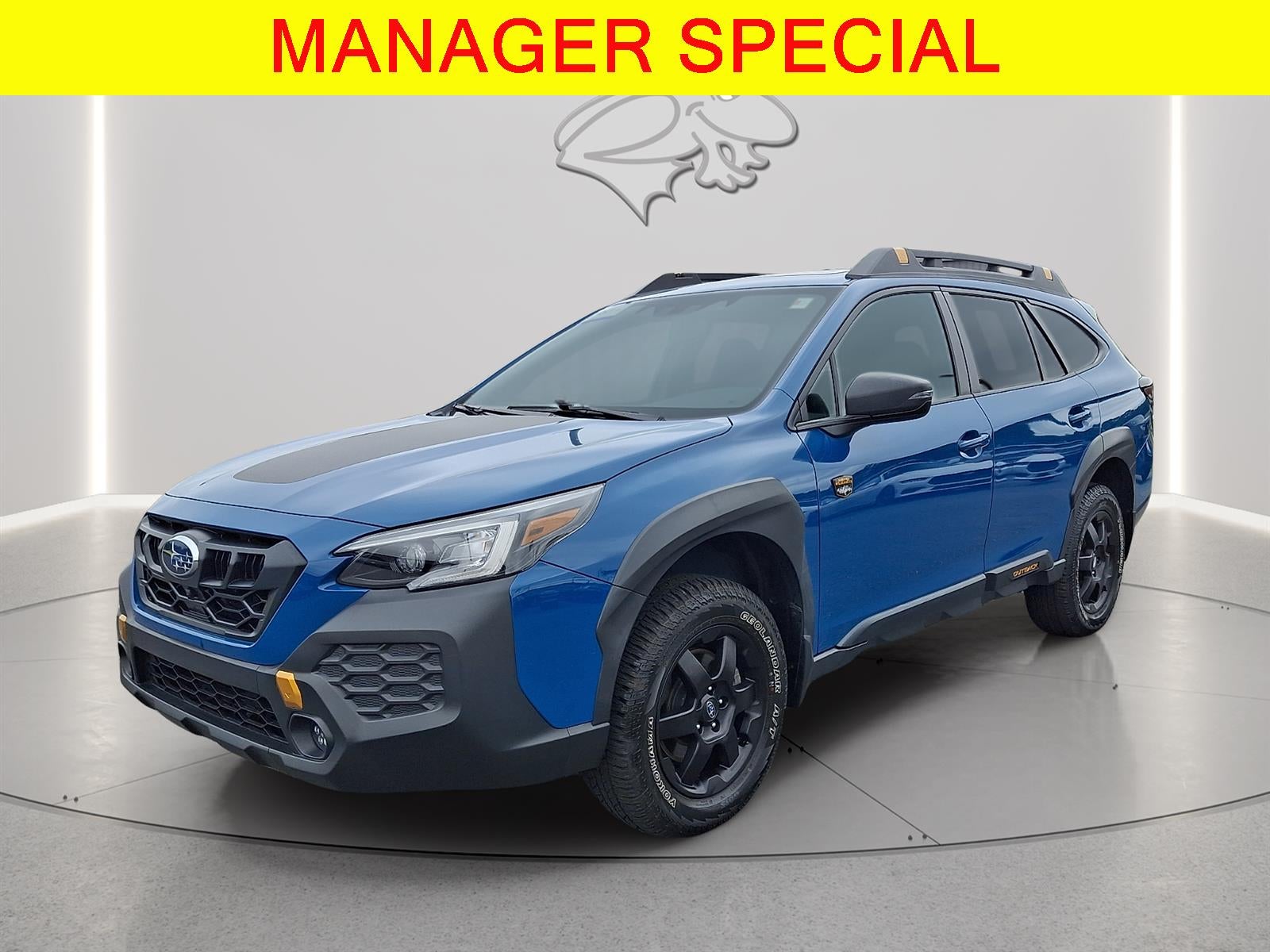 2024 Subaru Outback Wilderness in Geyser Blue — front three-quarter view